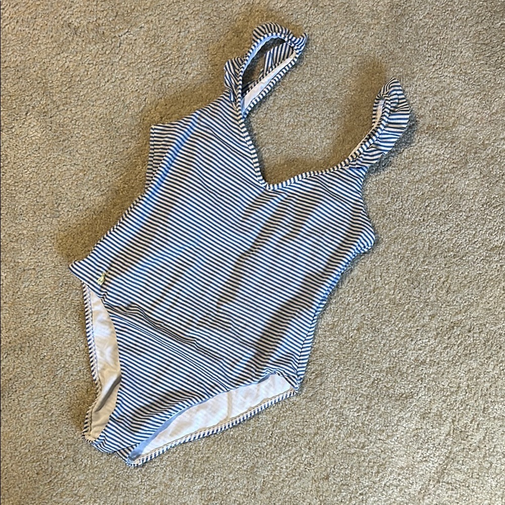 Polo by Ralph Lauren Blue and White Seersucker Swimsuit